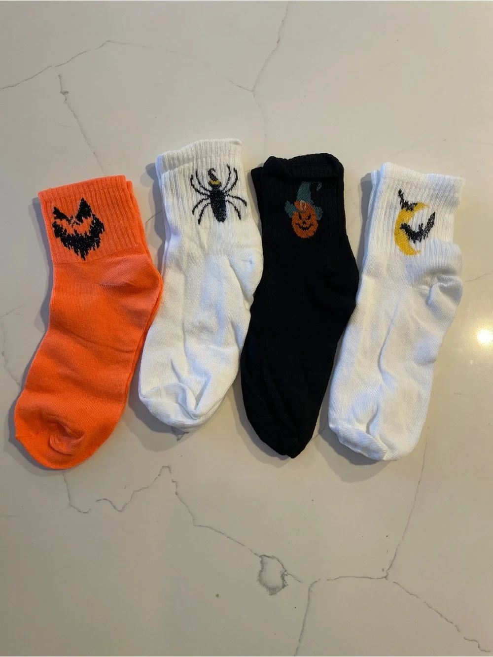 Kids Halloween Crew Socks - Pack of 4 - Orange, White & Black